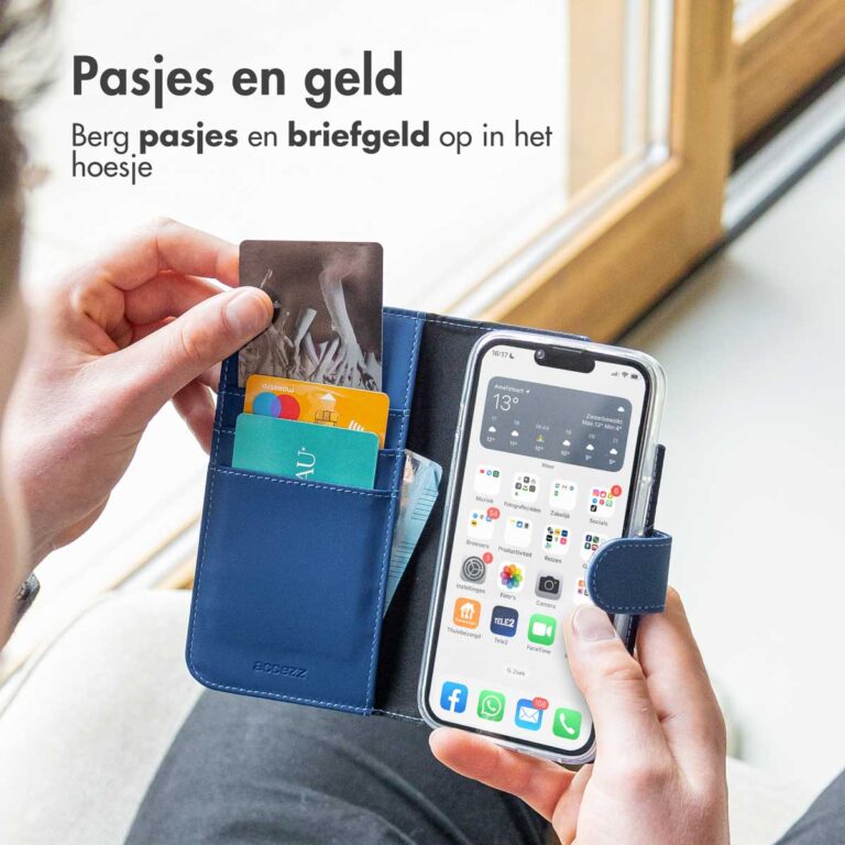 Accezz Wallet Softcase Bookcase iPhone 13 Pro - Donkerblauw - Afbeelding 10