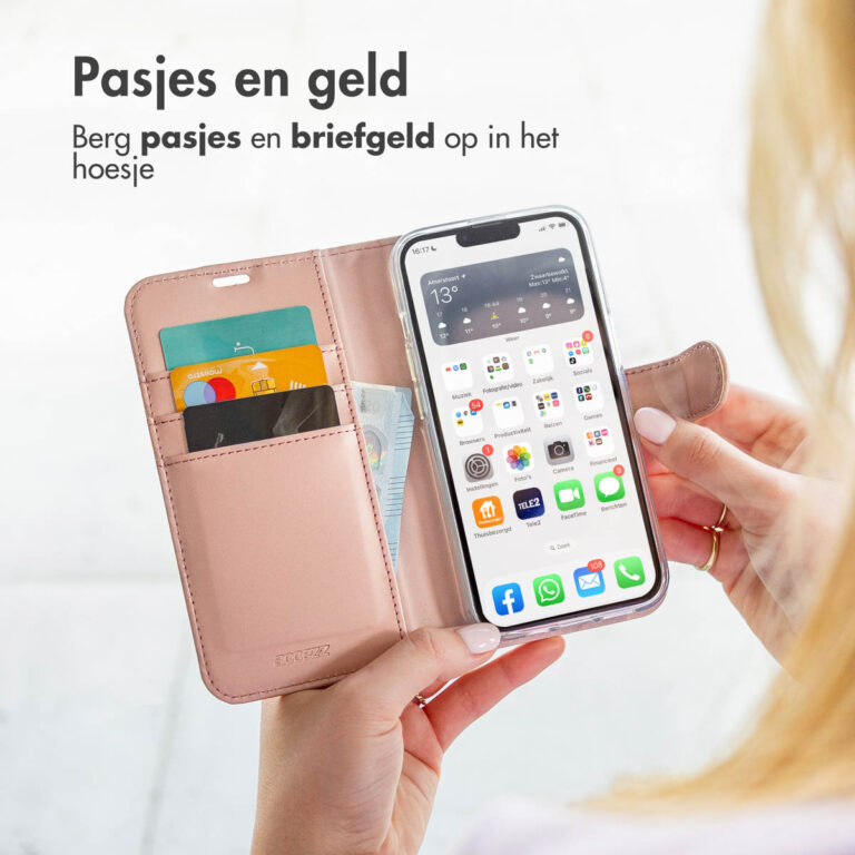 Accezz Wallet Softcase Bookcase iPhone 13 Pro - Rosé Goud - Afbeelding 9